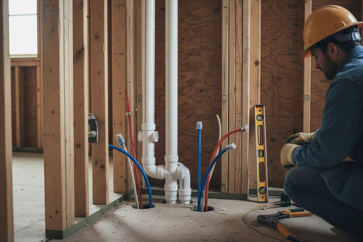 Drain and supply rough-in during Garbage Disposal Repair in Midway Park